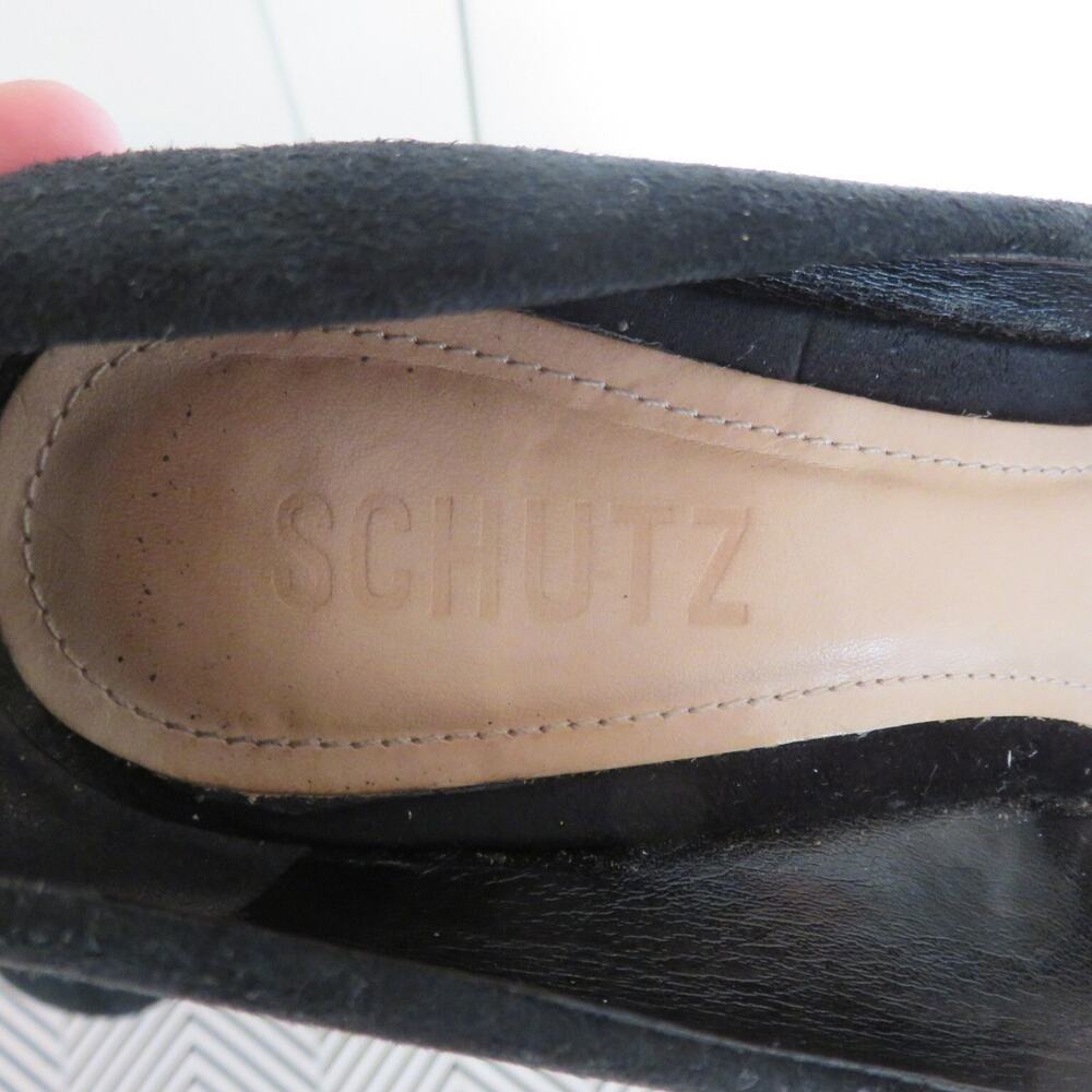 Schutz Lou Black Classic Suede Pump Stiletto Heel 7.5 Women's - Picture 8 of 9